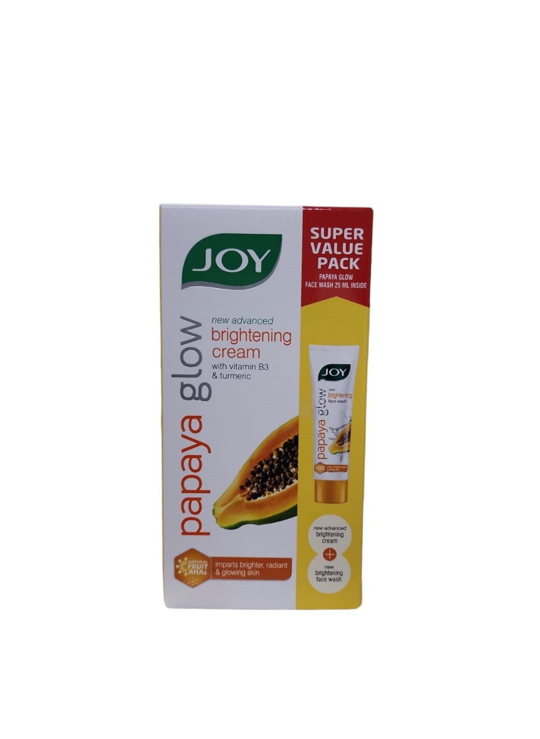 JOY PAPAYA GLOW NEW ADVANCED BRIGHTENING CREAM WITH FACE WASH 50ML